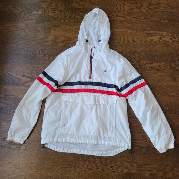 South pole men's Windbreaker jacket size M  white 1/2 zip net lined - Picture 1 of 9
